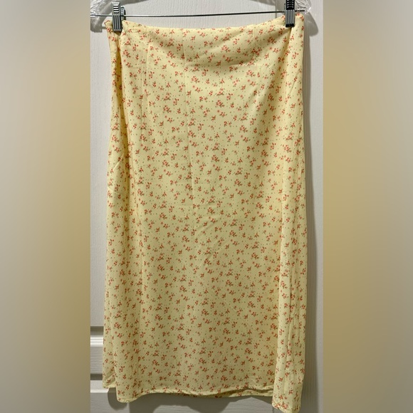 Princess Polly 2 Piece Midi Skirt w Front Slit Yellow w Orange Floral - Picture 6 of 14